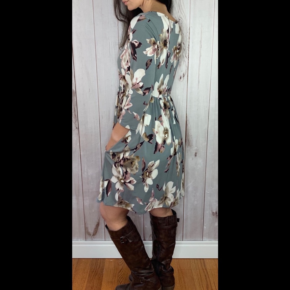 🎈The Hadley Dress- grey floral babydoll dress - Picture 6 of 8